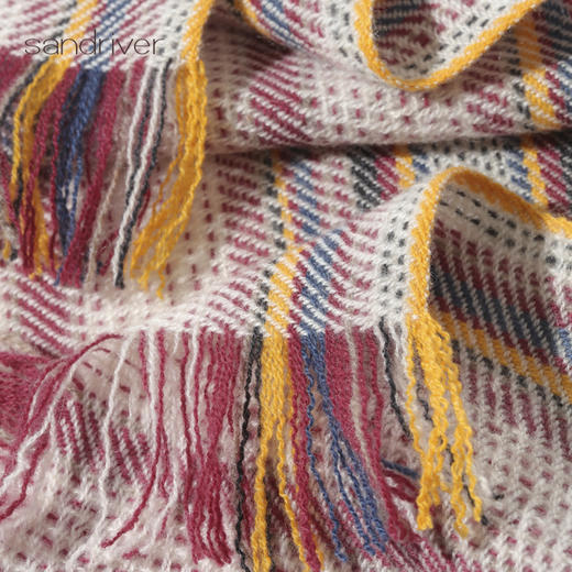 青海手工氆氇条纹流苏围巾SJF96P820N 商品图1