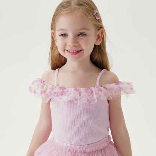 马克珍妮夏装 女童网纱荷叶边拼接吊带背心230910 商品图4