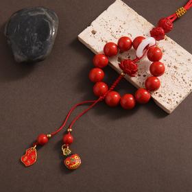 复古朱砂汽车挂件朱砂莲花中国风半手工挂饰车内本命年饰品吊坠