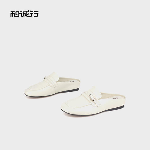 和诚行 2025夏季新款时尚百搭平底单鞋女真皮舒适包头拖鞋0070557 商品图2