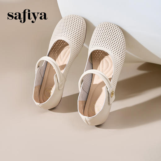Safiya/索菲娅2025早春圆头低跟浅口百搭魔术贴透气玛丽珍单鞋SFD1111108 商品图7