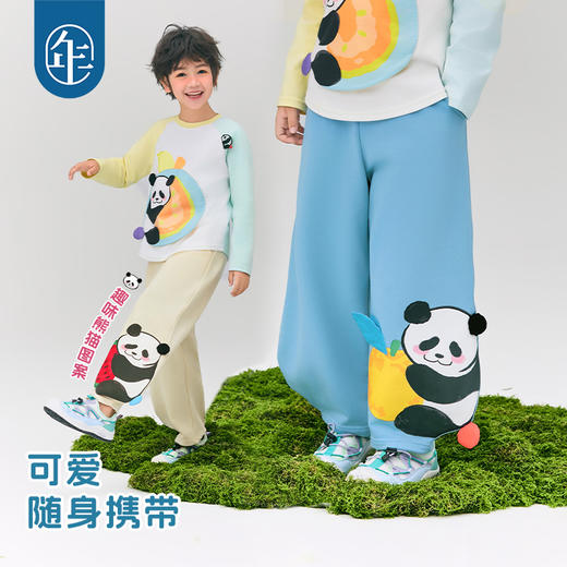 【M】年衣童装男女童裤子2025年春季新款大童儿童运动裤休闲裤卡通卫裤盼达果园长裤 商品图2