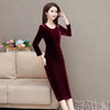 QYMAH-Y24JNL22 洋气大码金丝绒连衣裙女新款2025年春季修身气质女装时尚长款裙子 商品缩略图1