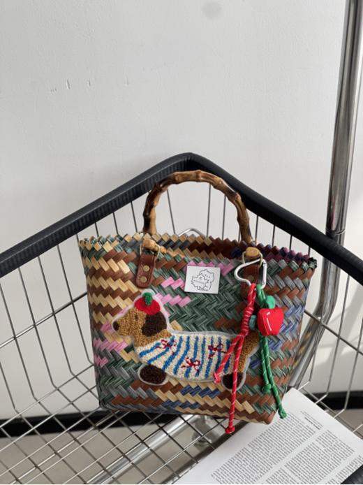 🍅出口欧洲品质❗实体店在售【ANNA手艺人条纹狗狗编织手提包S6105】纯手工制作🧺60岁老手艺人匠心编织 🌟就像一件工艺品 商品图1