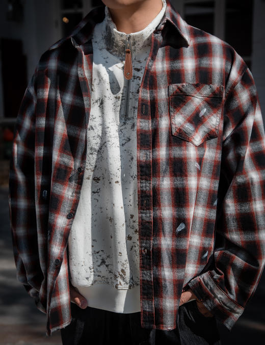 E516025368格纹破损衬衫外套 商品图1