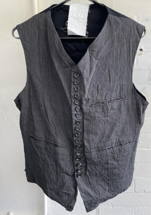 John Alexander Skelton  灰棕条纹意织棉麻中世纪马甲 商品图7