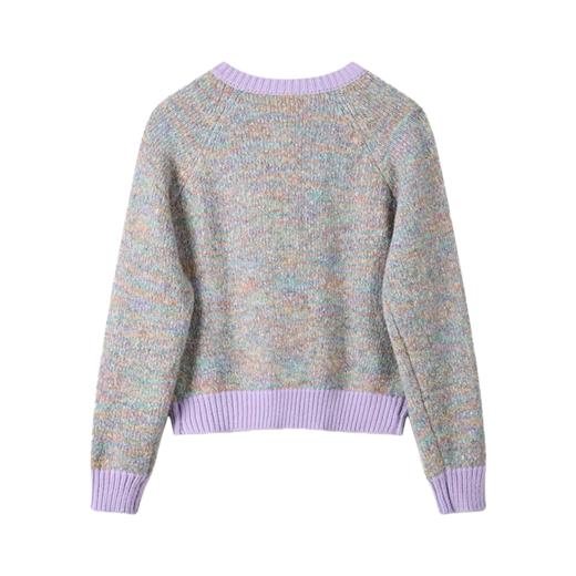 VICTORIA&VERA女装春季“松塔奶油”韩系撞色软糯别致爱心扣圆领针织外套 商品图11