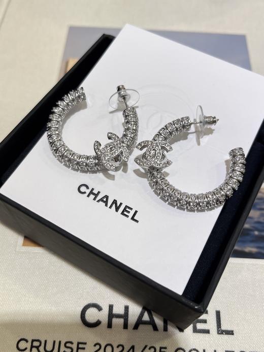 香奶奶 新款银色双C满钻半圆耳环耳圈 商品图1