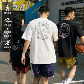 LUSHISI【蛇年限定】盘山主题美式复古t恤棉感速干透气运动短袖男