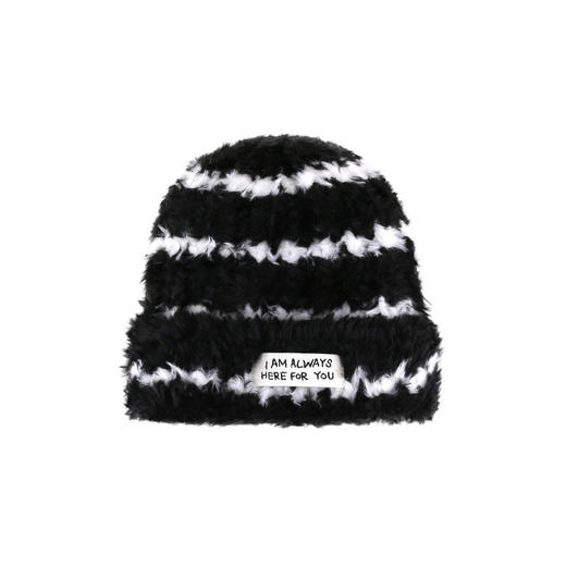 帽女帽子帽子条纹加厚针织冬季护耳防保暖针织毛绒风帽防寒毛线帽 商品图4