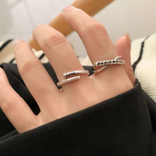 批发开口个性百搭925中性风潮流指女纯银戒嘻哈简约饰品小众戒指 商品图0