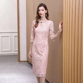 【自】全新升级【铂金会员441/天猫599/差价158】(44724) 洛诗琳春季蕾丝旗袍连衣裙中长款优雅简约中国风礼服