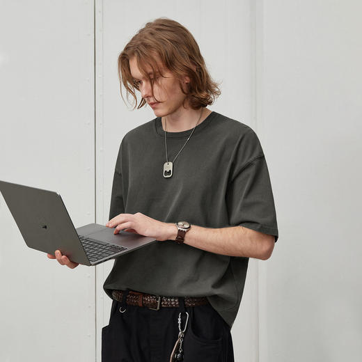 714street美式复古蜡染水洗做旧短柚T恤男25夏季新款重磅日系上衣 商品图0