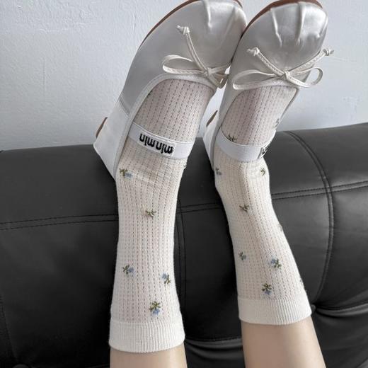 4双一组！春夏新款碎花袜子女堆堆袜无骨长袜薄款吸汗透气少女日系中筒袜子 商品图1