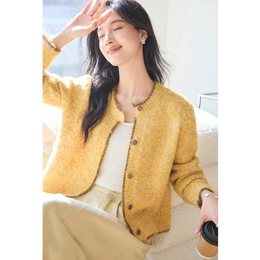 VICTORIA&VERA女装春季“橘子落日”慵懒风高级感减龄长毛外边针织外套 商品图1