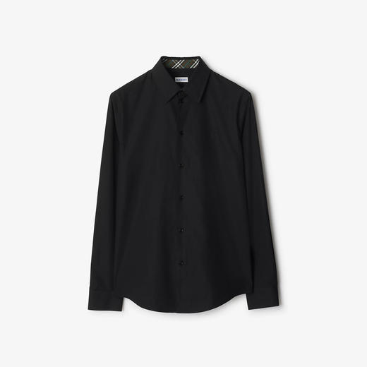 【一】BURBERRY 巴宝莉 男士马术骑士徽标修身版型棉质长袖衬衫 黑色 8103937 A1189 商品图0