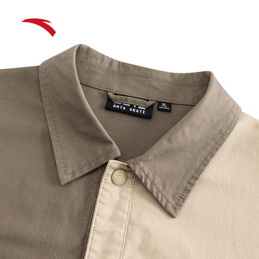 安踏潮流撞色拼接翻领休闲衬衫男女同款情侣外套上衣172528602 商品图1