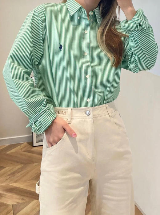 【高品质私服】【RL宽松版绿色条纹棉质衬衫】手感细致，质地较厚，刚柔并济G1160-CC【无标出货 介意慎拍】 商品图8