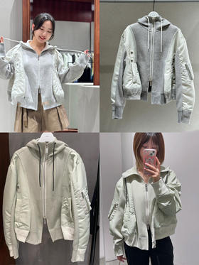 222-1渠道独家 sac 解构主义 早春 拼接设计 宽松短款 连帽卫衣