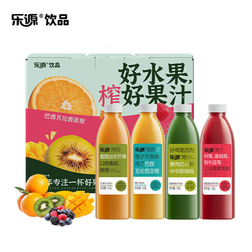 乐源混合果汁礼盒1.08L*4瓶橙汁芒果汁猕猴桃汁树莓蓝莓汁口味各1瓶 商品图0