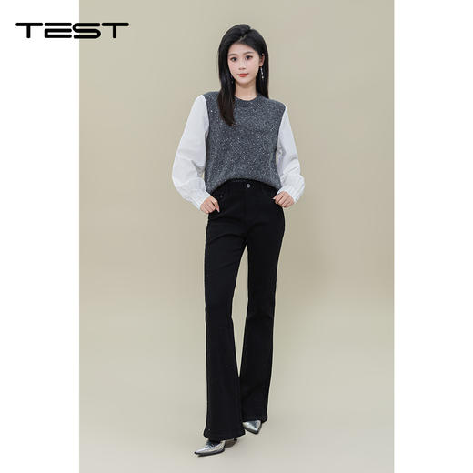 春上新时尚拼接气质优雅柔软舒适小衫1251021 商品图3