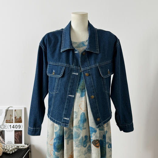 春季2025新款 盐系轻熟风减龄文艺水墨画连衣裙牛仔短外套装_HLY 商品图10