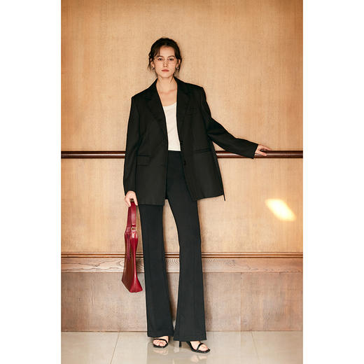 HeyDress24h柔塑小黑裤女春季高腰修身显瘦弹力休闲裤微喇裤子 商品图3