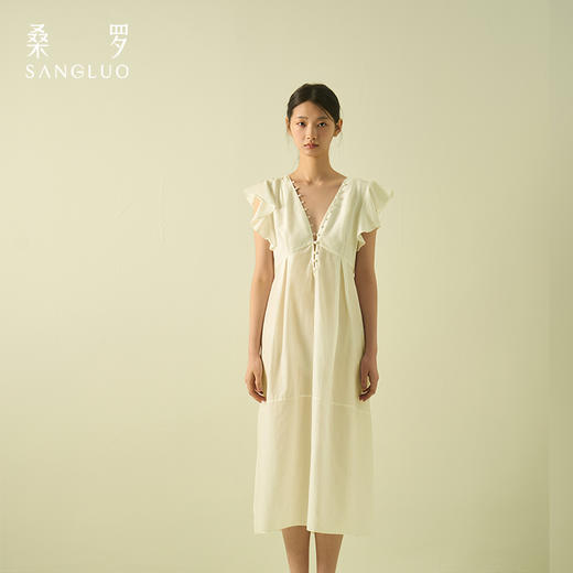 桑罗宫廷风荷叶边丝绵睡裙浪漫独家约会25年春夏03A23135 商品图3