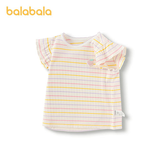 【爆品主推】巴拉巴拉童装宝宝t恤女童短袖儿童上衣2025夏新款条纹t甜美小飞袖 商品图4