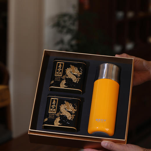 澜沧古茶2024年乌金陈皮老茶头双罐茶杯礼盒装高品质普洱熟茶送礼 商品图0
