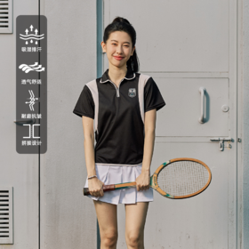 LUSHISI风铃主题POLO衫拼接短袖吸湿排汗运动训练耐磨羽毛球t恤女