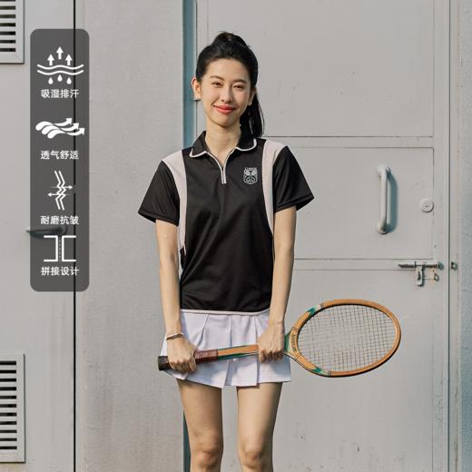 LUSHISI风铃主题POLO衫拼接短袖吸湿排汗运动训练耐磨羽毛球t恤女 商品图0