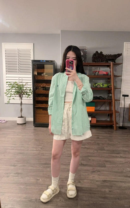 【高品质私服】【RL宽松版绿色条纹棉质衬衫】手感细致，质地较厚，刚柔并济G1160-CC【无标出货 介意慎拍】 商品图4