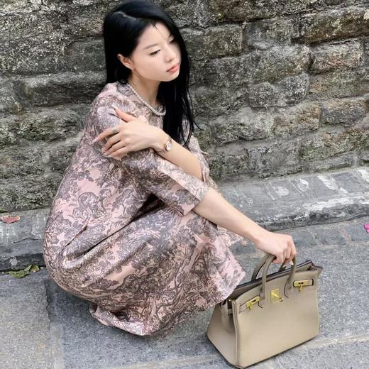顺丰包邮洛诗琳41917新款27姆米桑蚕丝娟丝双面斜印花连衣裙52319 商品图2