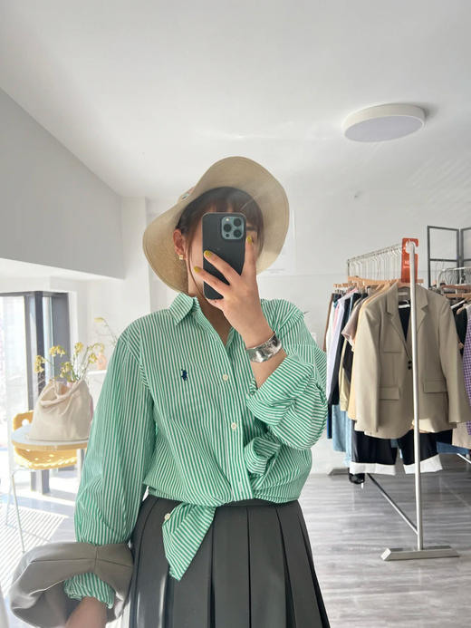 【高品质私服】【RL宽松版绿色条纹棉质衬衫】手感细致，质地较厚，刚柔并济G1160-CC【无标出货 介意慎拍】 商品图9