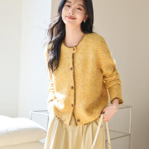 VICTORIA&VERA女装春季“橘子落日”慵懒风高级感减龄长毛外边针织外套 商品图4