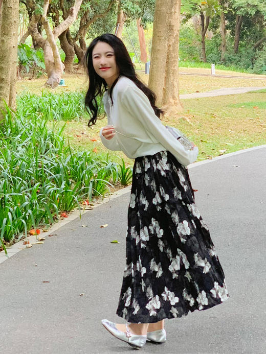 【百图lulu定制】【山茶花半裙】明媚 低调的热烈 大花 府绸面料 半身裙 商品图2