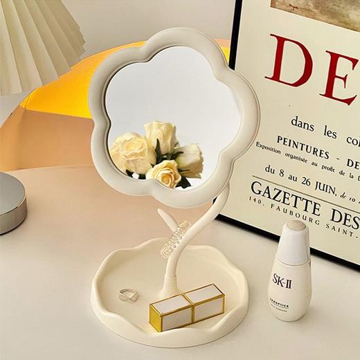 学生挂办公室桌面奶油美妆补妆镜镜首饰风化妆镜梳妆台便携 商品图0