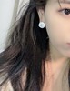 香奶奶 25C新款满钻双C白色珐琅银色纽扣圆形耳钉 商品缩略图0