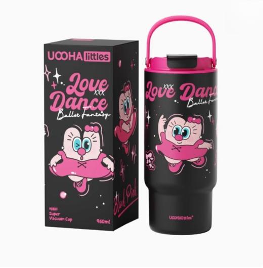 uooha吨霸保温杯-黑天鹅海伦-黑粉 960ml 商品图0