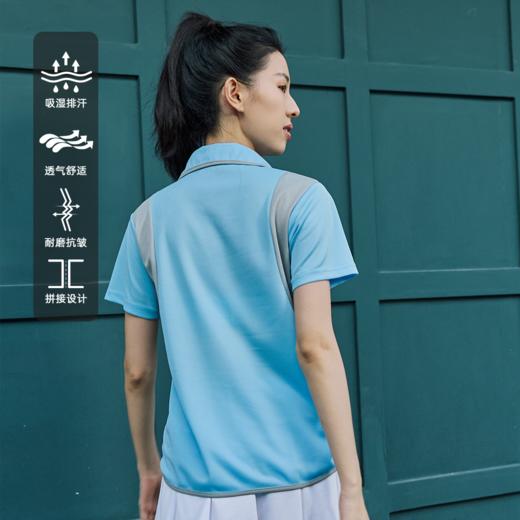 LUSHISI风铃主题POLO衫拼接短袖吸湿排汗运动训练耐磨羽毛球t恤女 商品图1