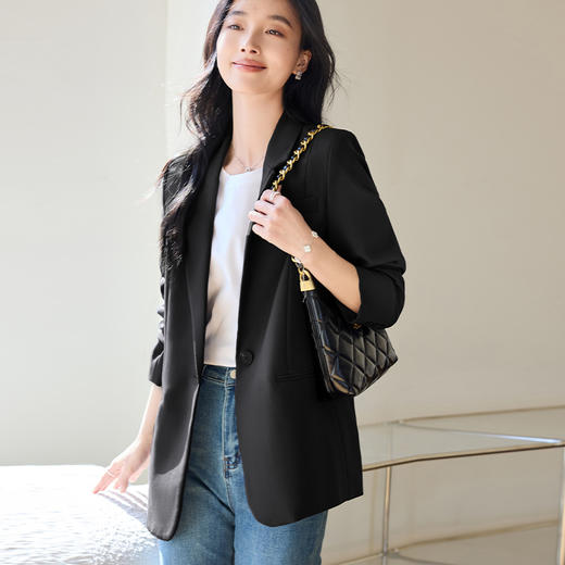 VICTORIA&VERA女装春季“职场精英”通勤气质高级感V领白标修身西服 商品图1