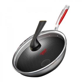 【康巴赫-旗舰款】第五代蜂窝炒锅 30cm 家用不粘锅抗菌不锈钢炒锅【14030229】