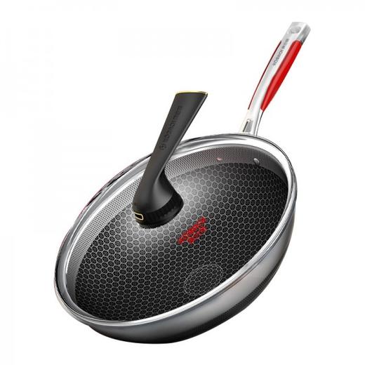 【康巴赫-旗舰款】第五代蜂窝炒锅 30cm 家用不粘锅抗菌不锈钢炒锅【14030229】 商品图0