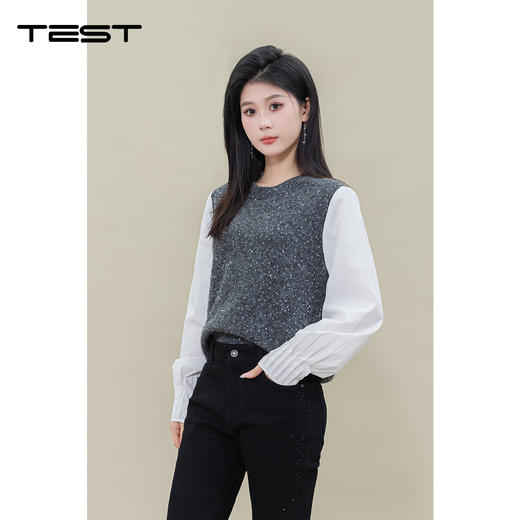 春上新时尚拼接气质优雅柔软舒适小衫1251021 商品图2