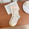 5双一组！花田兔费尔岛油画棒系列马卡龙杂色中筒袜子女日系春夏设计款棉袜 商品缩略图8