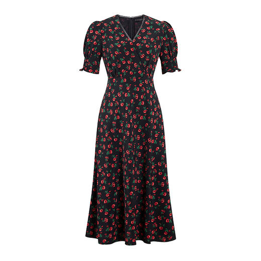 HeyDress原创玫瑰印花连衣裙女夏季法式收腰修身浪漫气质度假裙子 商品图4