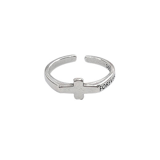 批发开口个性百搭925中性风潮流指女纯银戒嘻哈简约饰品小众戒指 商品图4