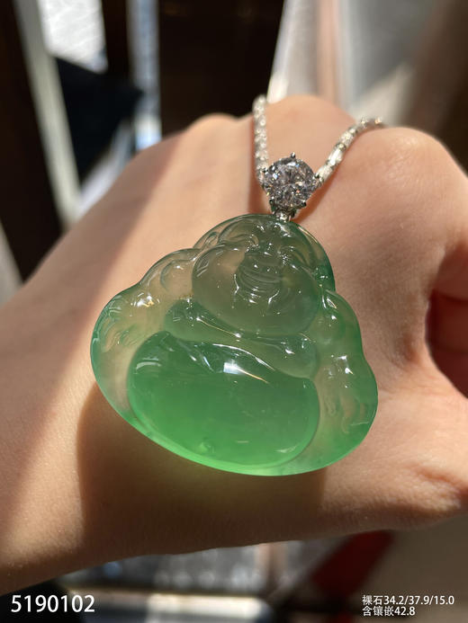 玻璃种飘翠佛公吊坠【5190102】具体价格微信咨询 商品图5