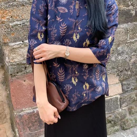 顺丰包邮洛诗琳41505新中式秋叶绣花盘扣七分袖上衣52078 商品图4